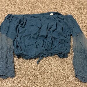 Elegant Blue Off-Shoulder Women's Top